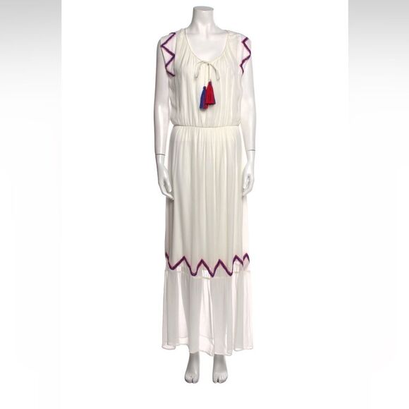 Misa Los Angeles Yulma white tasseled maxi dress size S - Picture 2 of 5